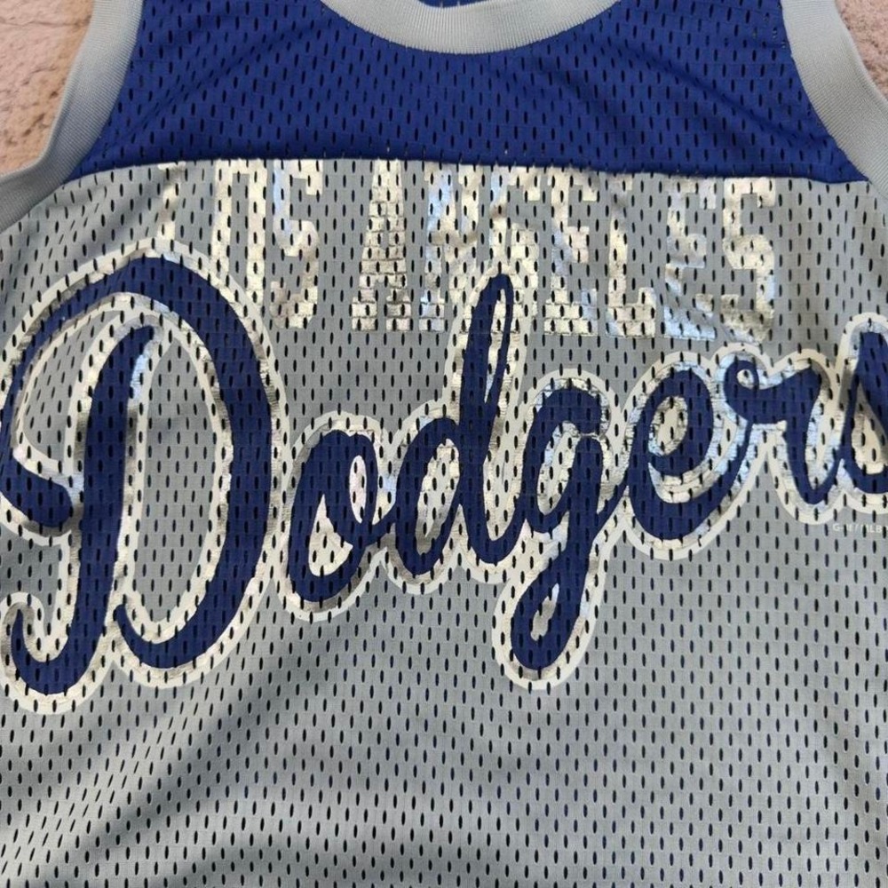 Vintage Y2K Dodgers Mesh Jersey Tank, slim cut, LA Dodgers merch - Picture 2 of 8